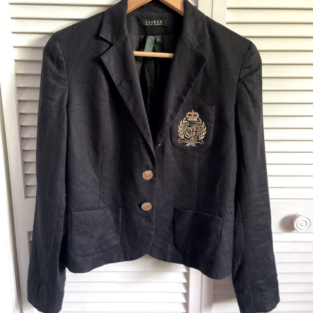 Vintage Ralph Lauren black linen blazer